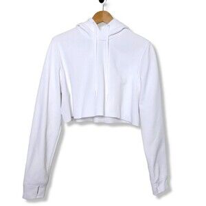 Adidas Originals Cropped Hoodie Women's XL Cut Cropped long Sleeve Solid White